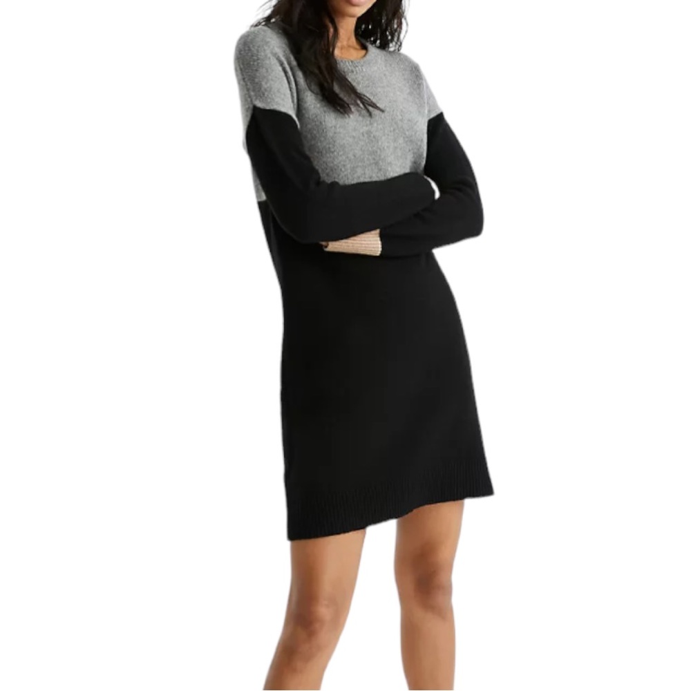 Madewell Colorblock Sweater Dress Gray Black Medium M